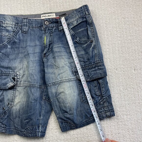 Y2K Projek Raw Cargo Shorts Men’s Sz 30 Light Wash Denim Jeans Punk Streetwear - Picture 8 of 15